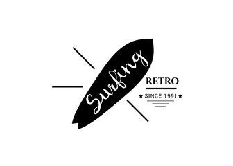 Vintage Surfing logo. Surf retro logotype. Surfing emblem