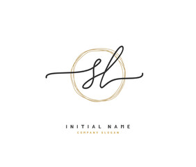 S L SL Beauty vector initial logo, handwriting logo of initial signature, wedding, fashion, jewerly, boutique, floral and botanical with creative template for any company or business.