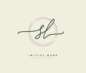 S L SL Beauty vector initial logo, handwriting logo of initial signature, wedding, fashion, jewerly, boutique, floral and botanical with creative template for any company or business.