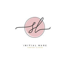 S L SL Beauty vector initial logo, handwriting logo of initial signature, wedding, fashion, jewerly, boutique, floral and botanical with creative template for any company or business.