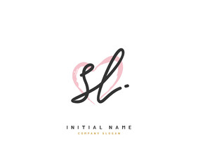 S L SL Beauty vector initial logo, handwriting logo of initial signature, wedding, fashion, jewerly, boutique, floral and botanical with creative template for any company or business.