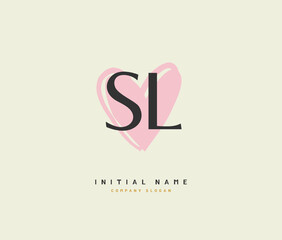 S L SL Beauty vector initial logo, handwriting logo of initial signature, wedding, fashion, jewerly, boutique, floral and botanical with creative template for any company or business.