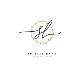 S L SL Beauty vector initial logo, handwriting logo of initial signature, wedding, fashion, jewerly, boutique, floral and botanical with creative template for any company or business.