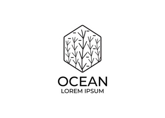 Logo ocean or aquarium. Coral vector logo. Ocean or aquarium icon