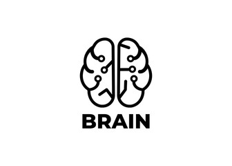Brain Logo vector. Technology and neurology vector logo. Brain digital icon