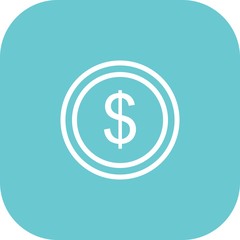 Round Corner Coin Icon With White Background