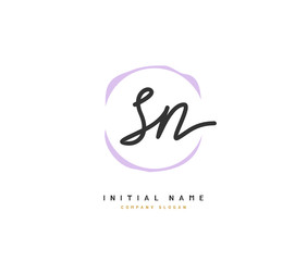 S N SN Beauty vector initial logo, handwriting logo of initial signature, wedding, fashion, jewerly, boutique, floral and botanical with creative template for any company or business.