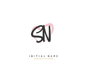 S N SN Beauty vector initial logo, handwriting logo of initial signature, wedding, fashion, jewerly, boutique, floral and botanical with creative template for any company or business.