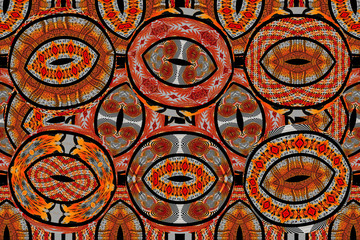 Colorful African fabric, patchwork of patterns