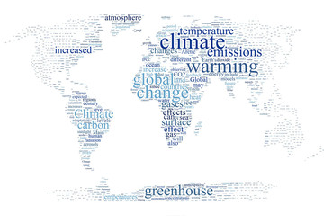 Fototapeta premium Climate change world map word cloud