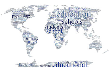 Naklejka premium Education world map word cloud