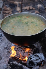food you cook on a fire in a cauldron
