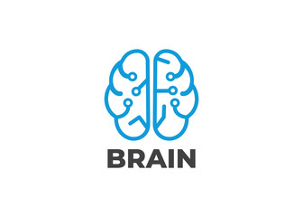 Brain Logo vector. Technology and neurology vector logo. Brain digital icon