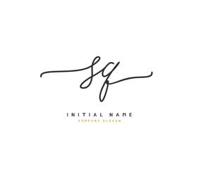 S Q SQ Beauty vector initial logo, handwriting logo of initial signature, wedding, fashion, jewerly, boutique, floral and botanical with creative template for any company or business.