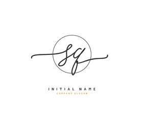 S Q SQ Beauty vector initial logo, handwriting logo of initial signature, wedding, fashion, jewerly, boutique, floral and botanical with creative template for any company or business.