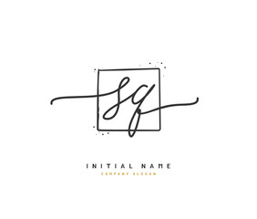 S Q SQ Beauty vector initial logo, handwriting logo of initial signature, wedding, fashion, jewerly, boutique, floral and botanical with creative template for any company or business.