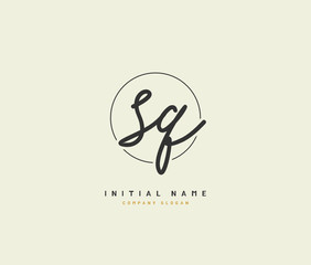 S Q SQ Beauty vector initial logo, handwriting logo of initial signature, wedding, fashion, jewerly, boutique, floral and botanical with creative template for any company or business.