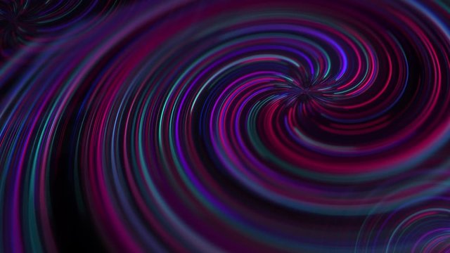 Abstract animated twirl and curve line neon moving in black background. Pink, purple, blue light glow. Colorful EDM light with dark background and backdrop. Music effect. Party digital video. Props.