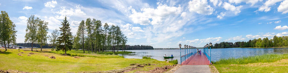 Fototapeta na wymiar Berth on the Valdai Lake. Panorama
