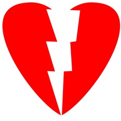 Broken the heart with white background. 