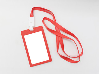 Red Colorful Modern Elegant Working Employee ID Identification Hanging Tag for Business Office Appliances Environment in White Isolated Background