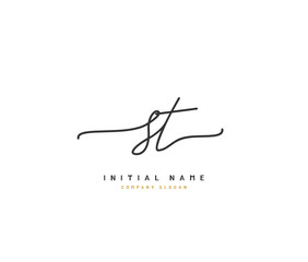 S T ST Beauty vector initial logo, handwriting logo of initial signature, wedding, fashion, jewerly, boutique, floral and botanical with creative template for any company or business.
