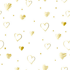 Seamless pattern Valentines Day with golden hearts