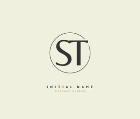 S T ST Beauty vector initial logo, handwriting logo of initial signature, wedding, fashion, jewerly, boutique, floral and botanical with creative template for any company or business.