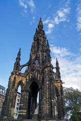 Fototapeta na wymiar The Scott Monument in the Princes Street Gardens in Edinburgh
