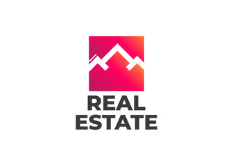 Real estate house linear logos, emblems set. Real Estate, Building and Construction Logo Vector Design