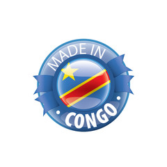 Democratic Republic of the Congo flag, vector illustration on a white background