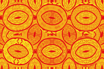 Colorful African fabric, patchwork of patterns