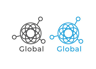 Global Icon Logo Design. Digital vector logotype. Global connect logo