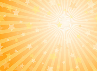 Sunlight horizontal background. Powder yellow and blue color burst background with shining stars.