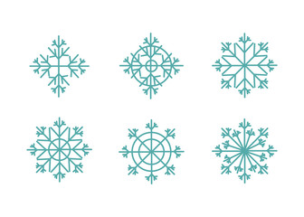 Colorful vector snowflakes of collection isolated. Bright snowflakes vector set