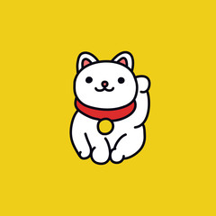 maneki neko doodle icon, vector illustration