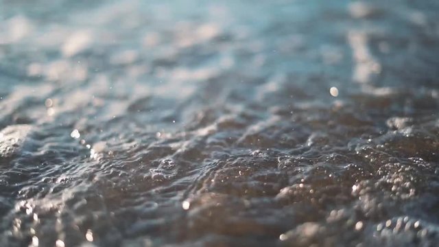 close up on waves at Baker Beach San Francisco in slow motion