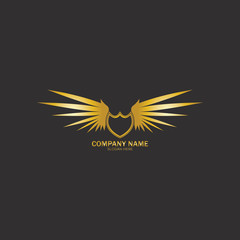 winged shield gold logo design symbol vector illustration-vector