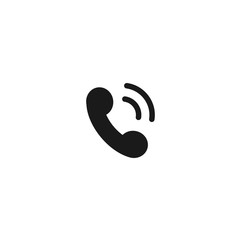 Black flat icon of phone tube. Isolated on white.