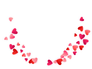 Red flying hearts bright love passion vector background.