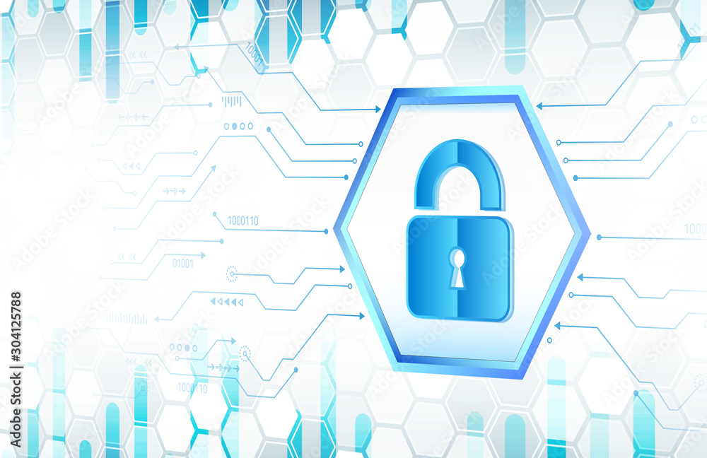 Poster Cyber data security or information privacy idea. Cybersecurity and information or network protection. Isometric vector illustration.