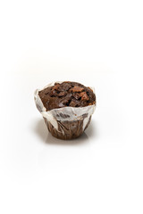Schoko Muffin auf weißem Hintergrund