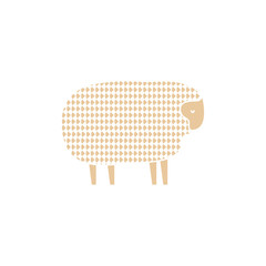 Cute vector sheep. Logo of natural farm products, meat, yarn. Funny cartoon character