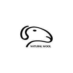Simple head of sheep. Logo of natural wool products