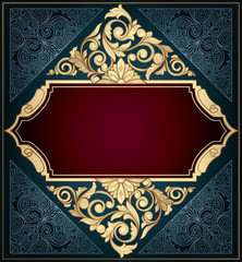 Golden ornate art deco vintage card