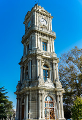 Fototapeta na wymiar Clocktower at Dolmabahce Palace in Istanbul, Turkey