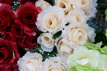 Red flowers in a bouquet