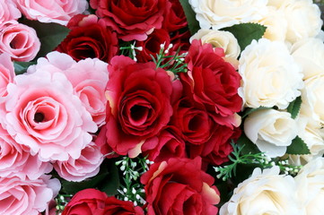 Red flowers in a bouquet
