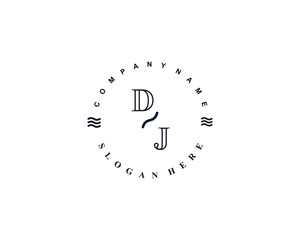 Initial DJ  vintage logo template