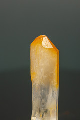 macro mineral quartz stone with halloysite, mango quartz on a black background